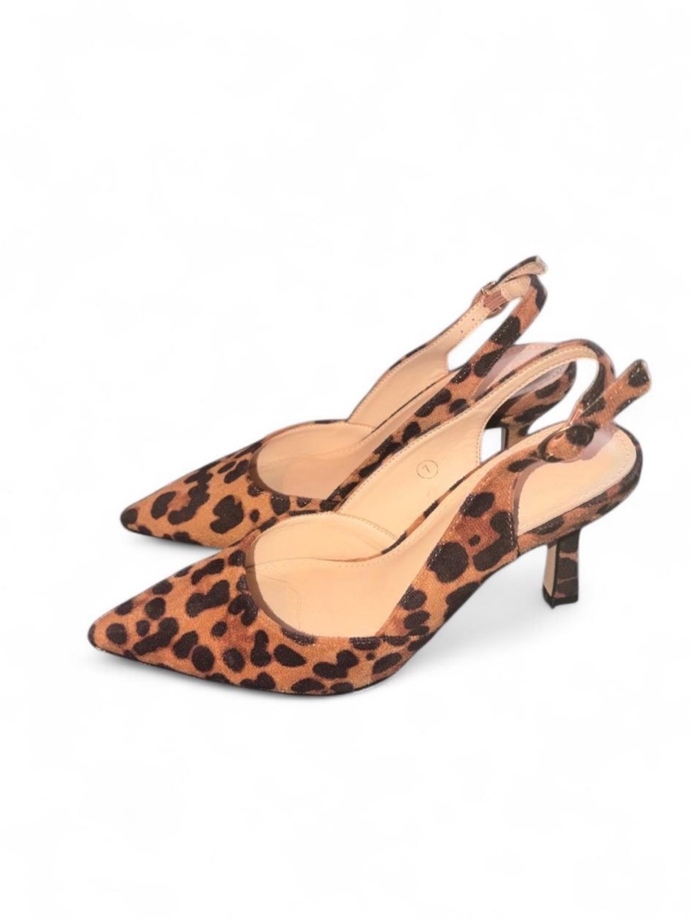 Leopard Print Slingback Pointed-Toe Heels - Brown Leopard
